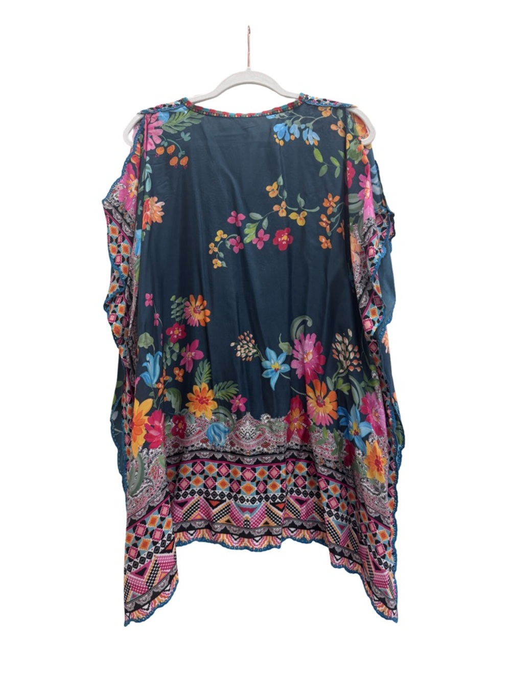 Johnny Was Multicolor Boho Cold-Shoulder V-Neck Tunic - Picture 3 of 6